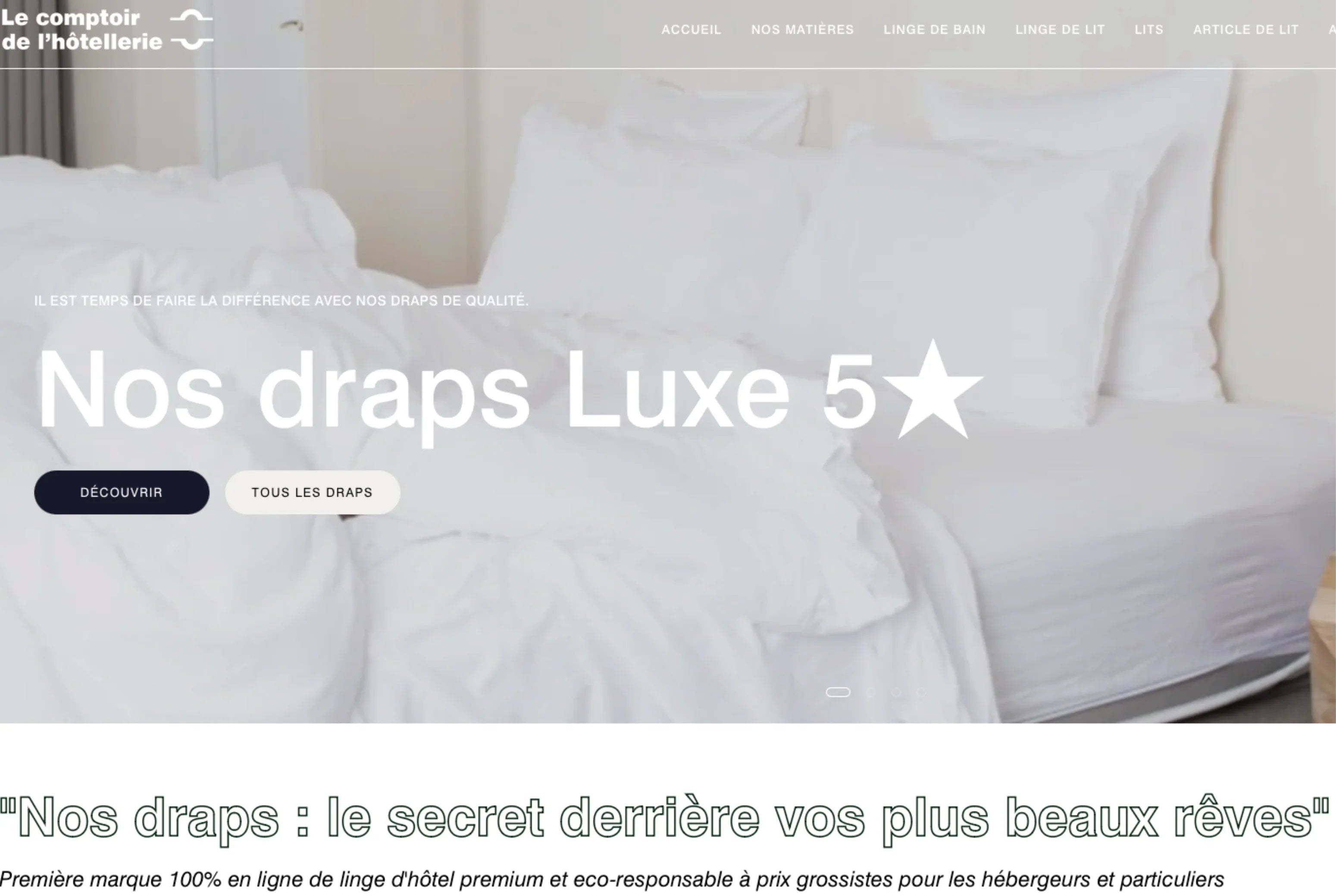 Draps de lit luxe 5 étoiles pour hôtel, linge hôtelier premium et écoresponsable
